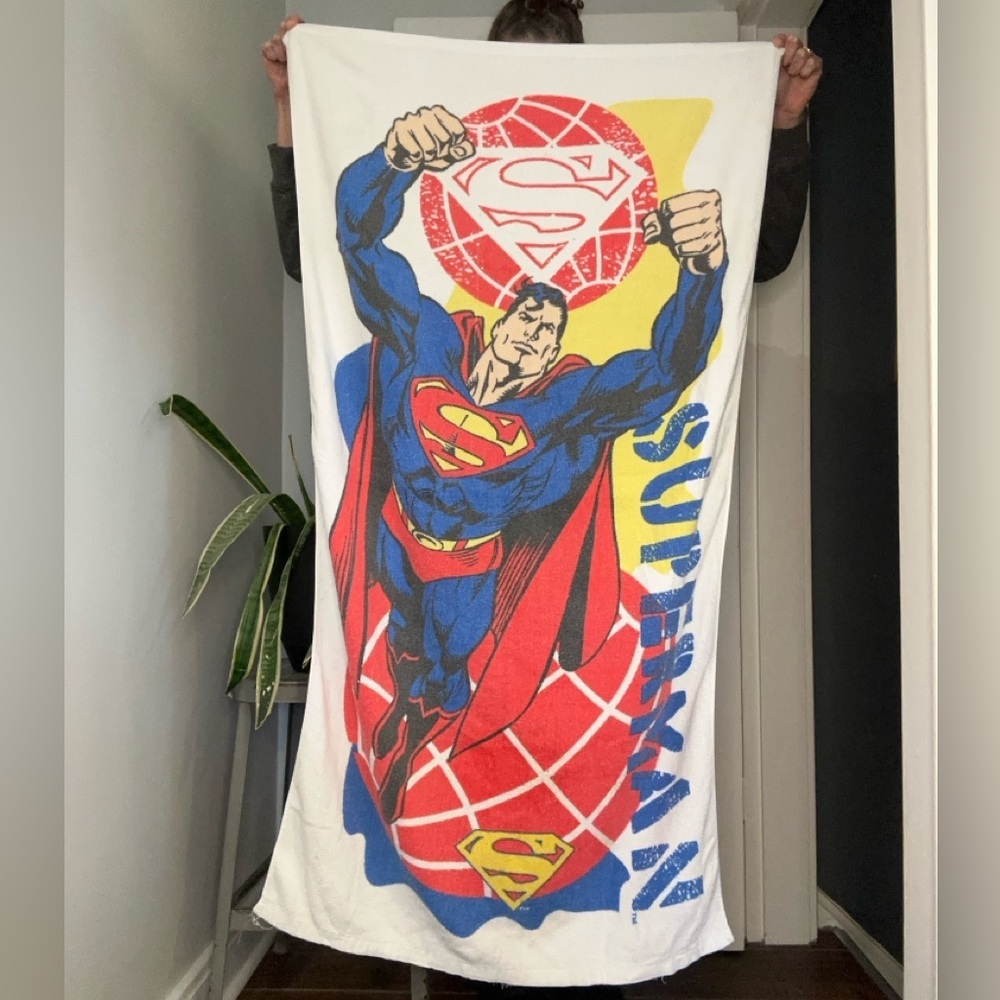 Superman Graphic Towel 1990's Superman Beach Towel RARE
